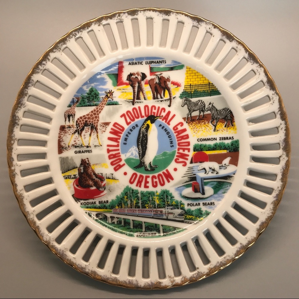 Vintage 1960s Portland Zoological Gardens Plate